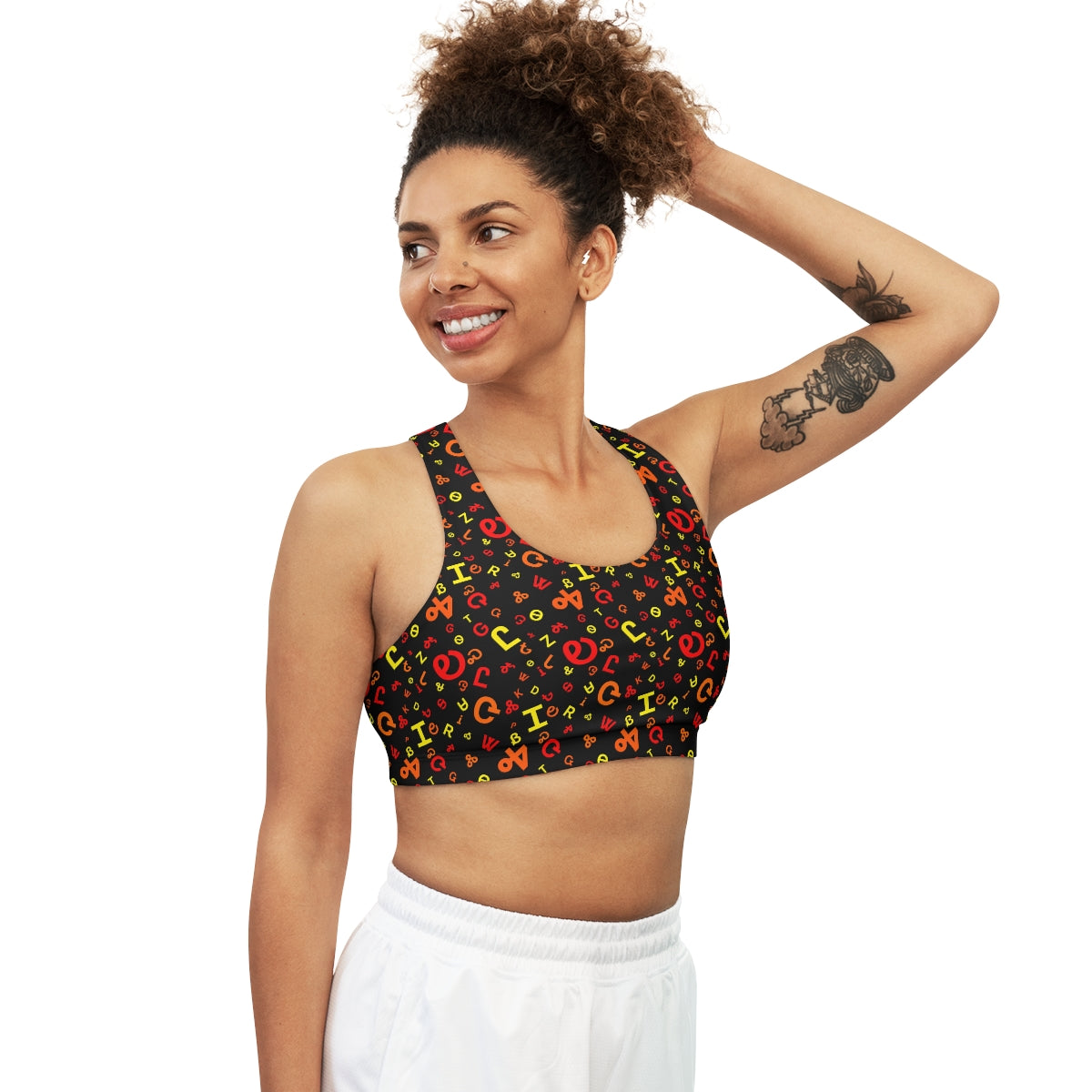 Cherokee Syllabary Fire Sports Bra '