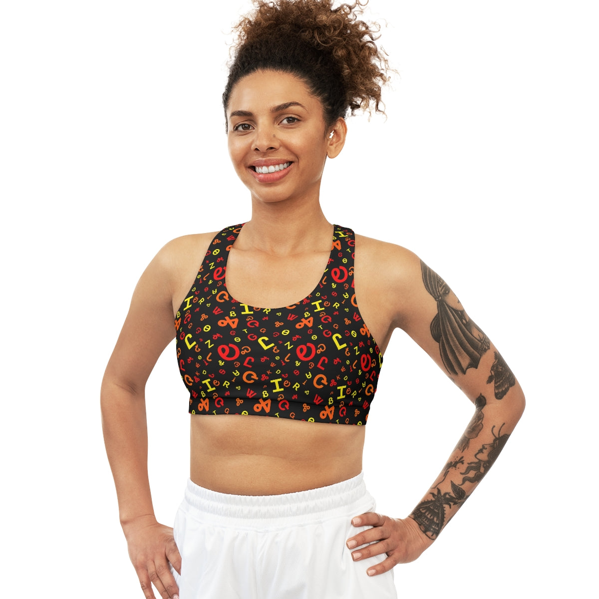 Cherokee Syllabary Fire Sports Bra '