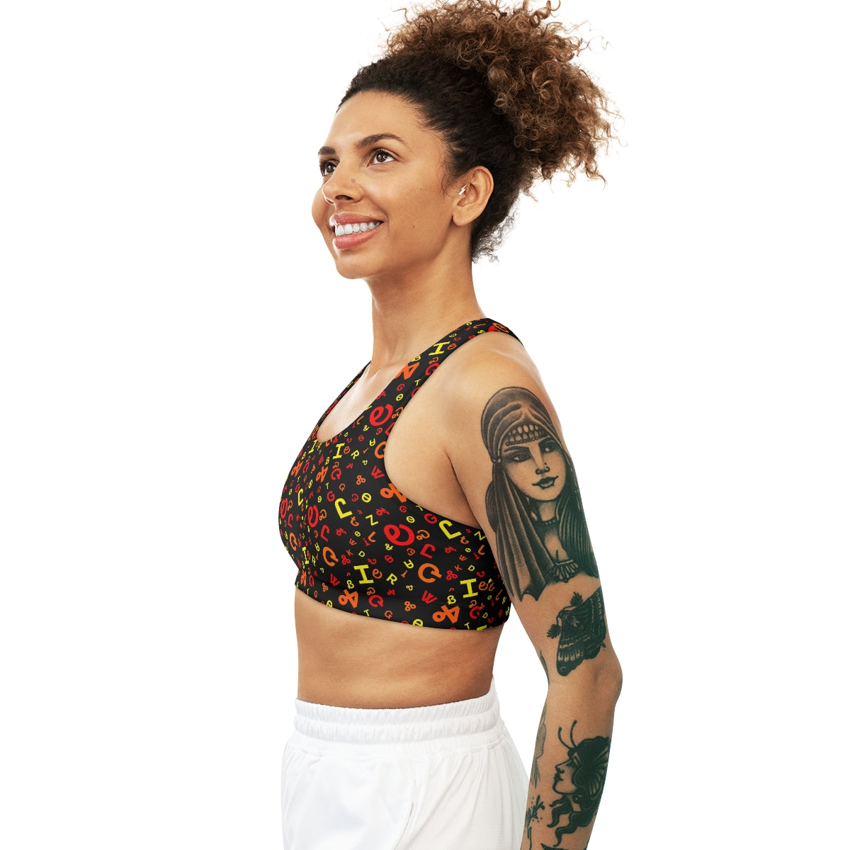 Cherokee Syllabary Fire Sports Bra '